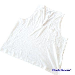 New! Madewell White Women's Plus Size Classic V-Neck Layering Pocket Tank Top 2X